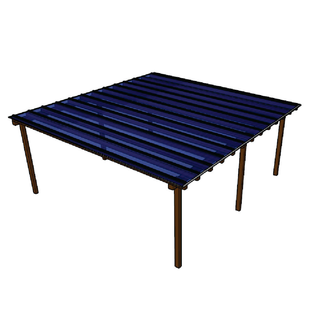 Kit Policarbonato Azul 4mm 6,00m x 6,00m - Perfis Naturais