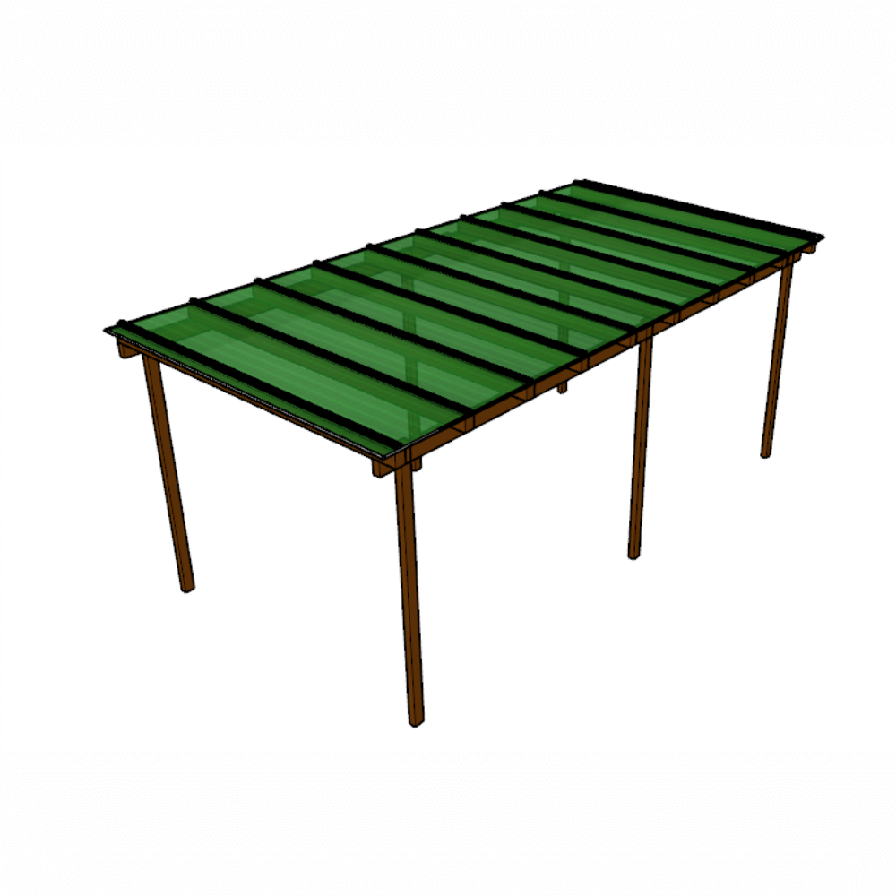 Kit Policarbonato Verde 6mm 6,00m x 2,00m - Perfis Naturais