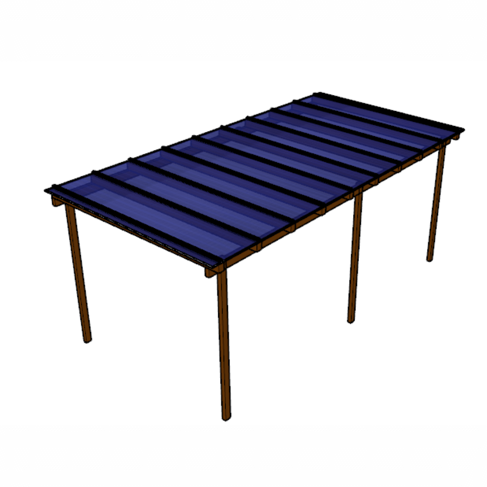 Kit Policarbonato Azul 6mm 6,00m x 2,00m - Perfis Naturais