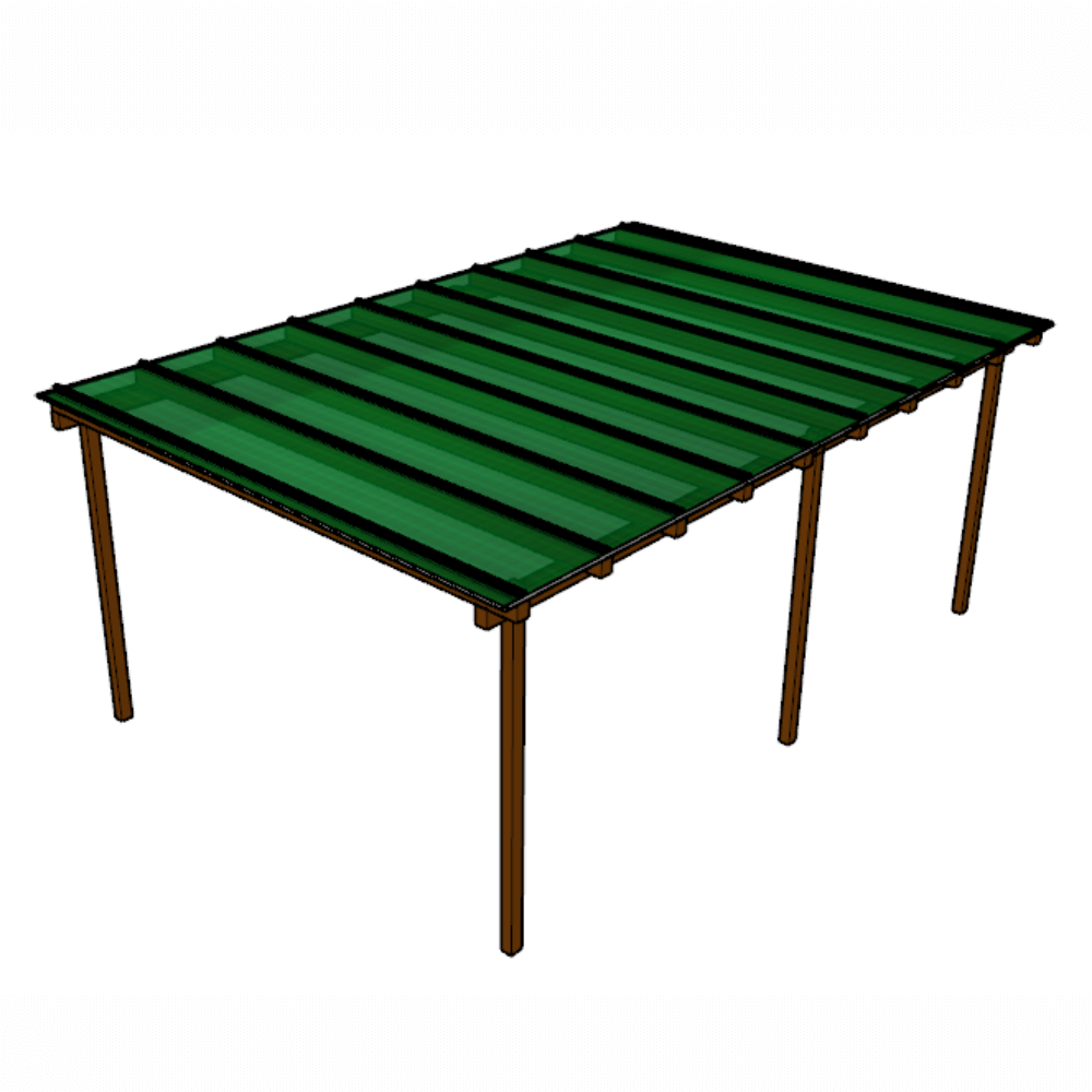 kit Policarbonato Verde 6mm 6,00m x 4,00m - Perfis Naturais