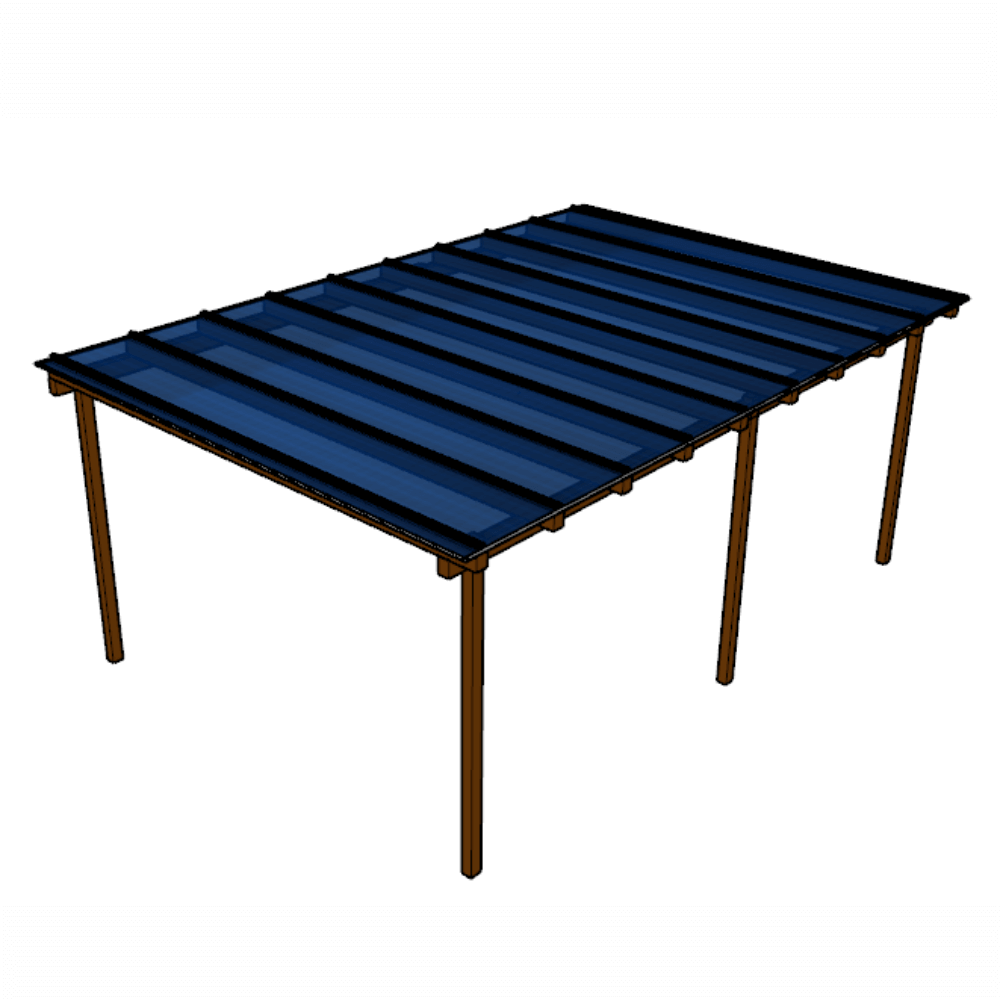 Kit Policarbonato Azul 6mm 6,00m x 4,00m - Perfis Naturais