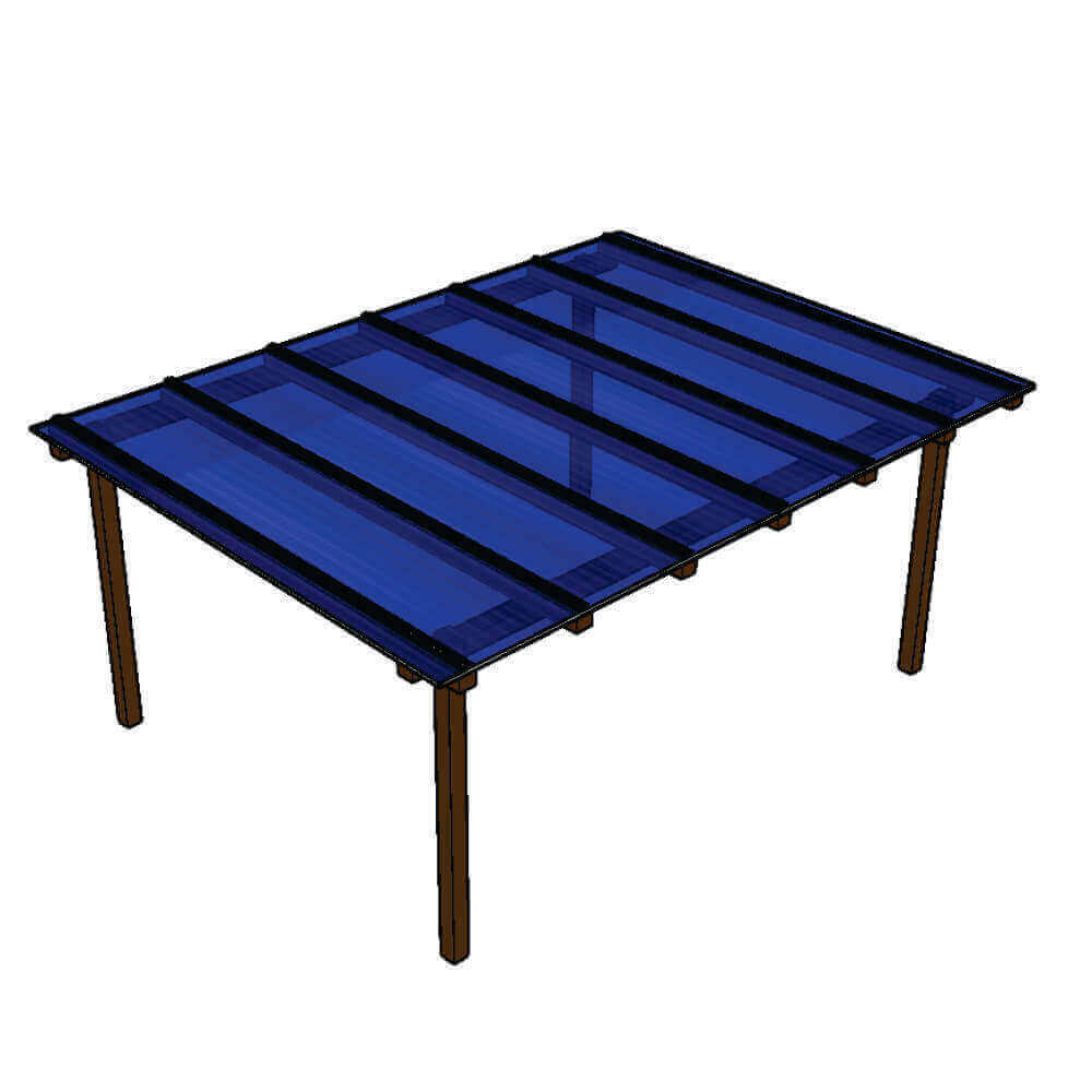 Kit Policarbonato Azul 6mm 4,00m x 4,00m - Perfis Naturais