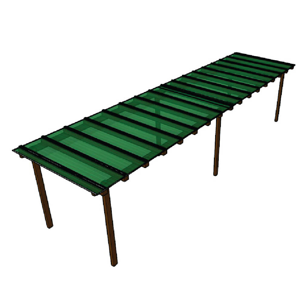 Kit Policarbonato Verde 4mm 8,00m x 2,00m - Perfis Naturais