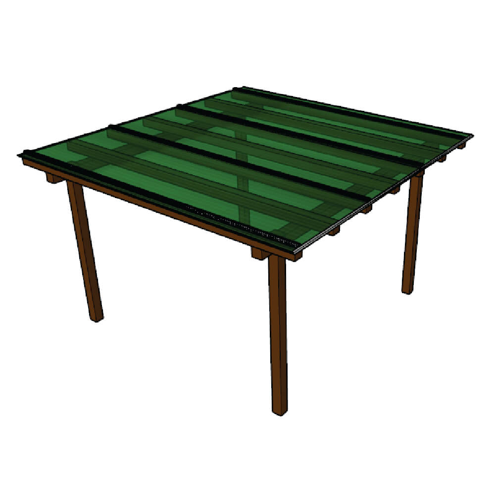 Kit Policarbonato Verde 4mm 3,00m x 3,00m - Perfis Naturais