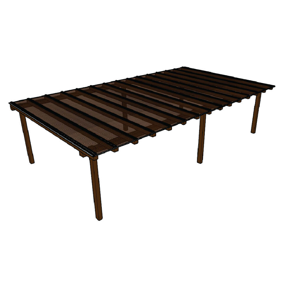 Kit Policarbonato Bronze 4mm 7,00m x 4,00m - Perfis Naturais