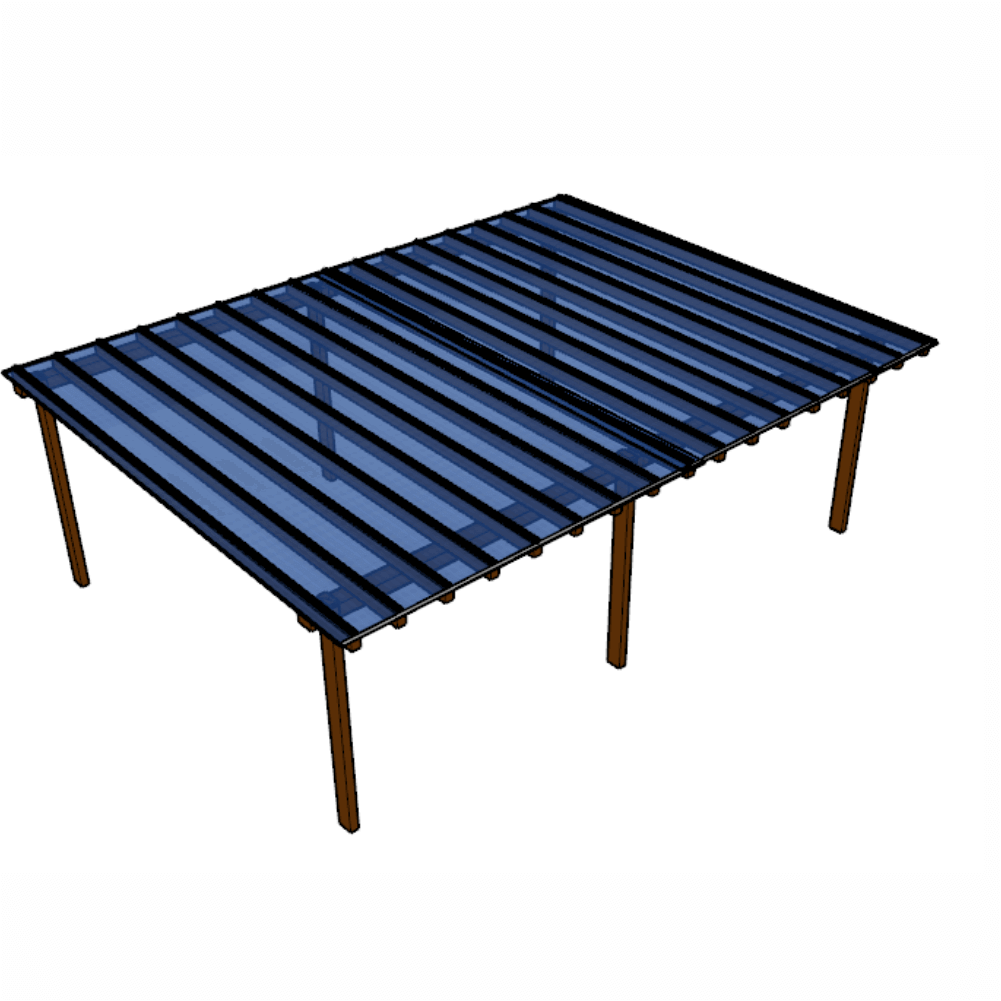 Kit Policarbonato Azul 4mm 8,00m x 6,00m - Perfis Naturais