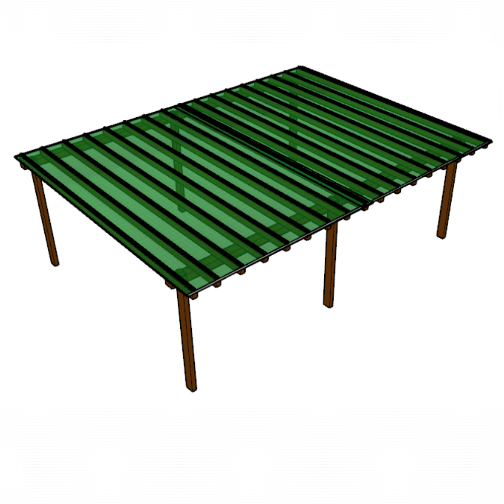 Kit Policarbonato Verde 4mm 8,00m x 6,00m - Perfis Naturais