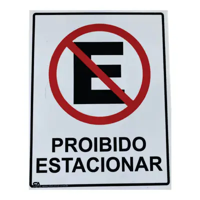 Placa Proibido Estacionar - 19cm x 24cm