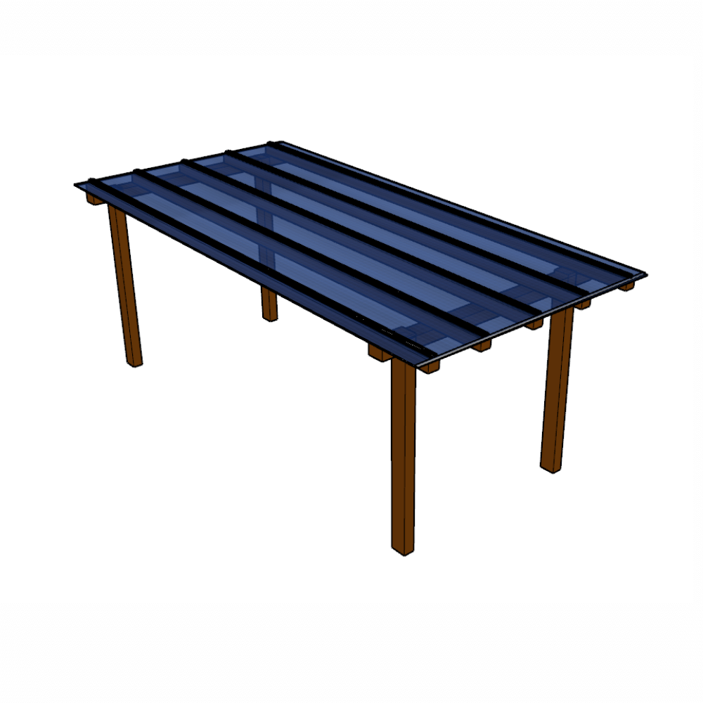 Kit Policarbonato Azul 4mm 2,00m x 6,00m - Perfis Naturais