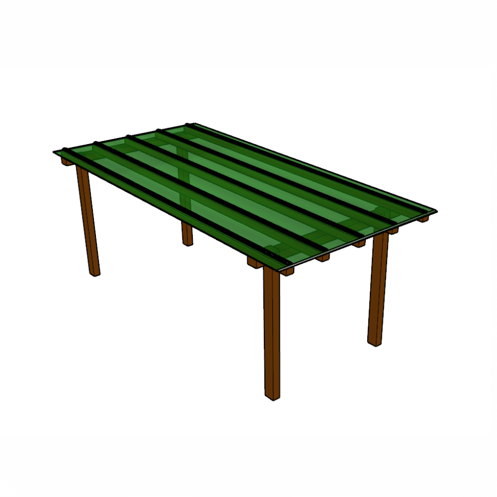 Kit Policarbonato Verde 4mm 2,00m x 6,00m - Perfis Naturais