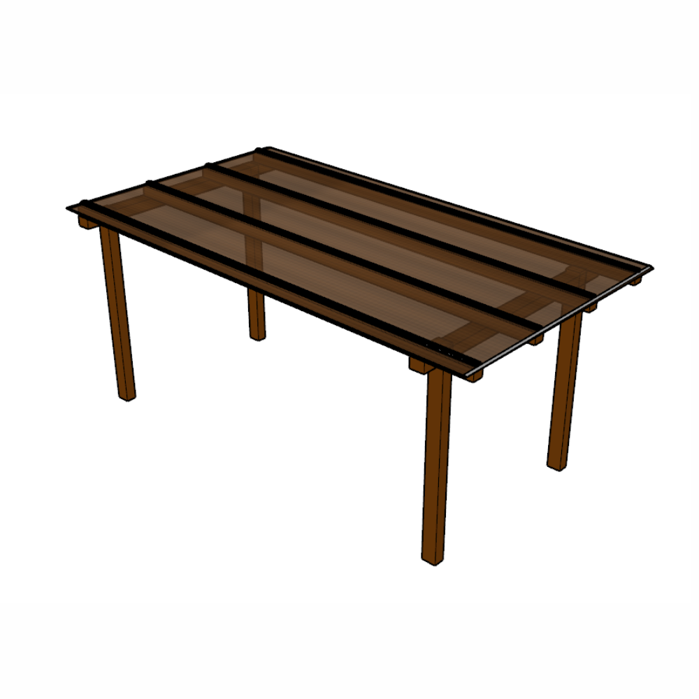 Kit Policarbonato Bronze 6mm 2,00m x 6,00m - Perfis Naturais