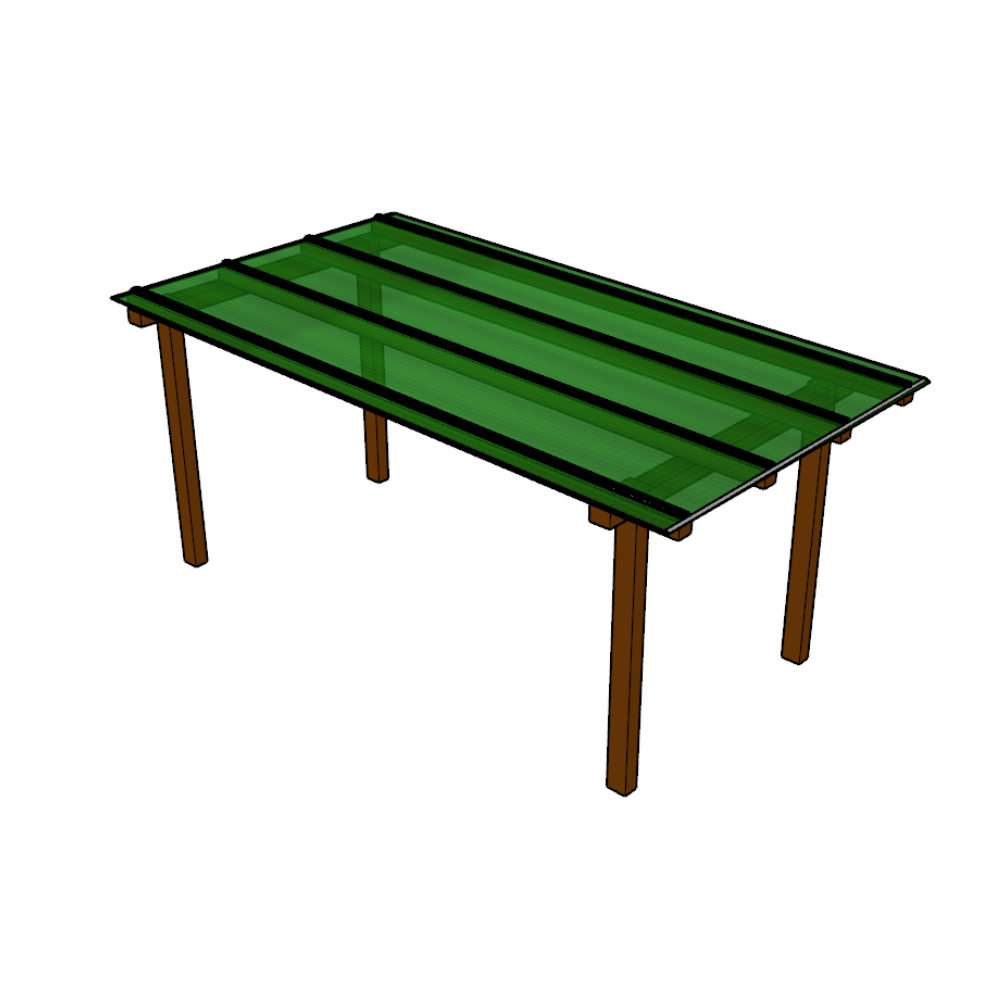 Kit Policarbonato Verde 6mm 2,00m x 6,00m - Perfis Naturais