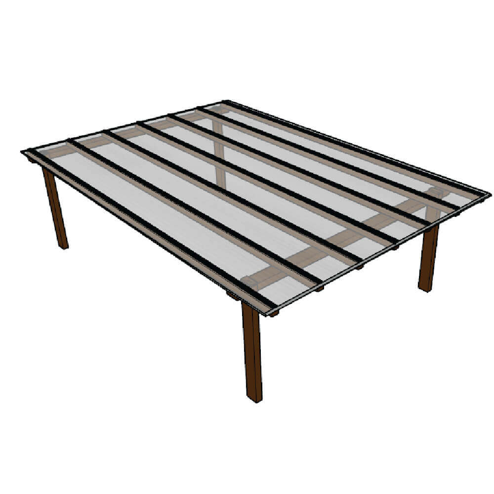 Kit Policarbonato Cristal 6mm 4,00m x 6,00m - Perfis Naturais