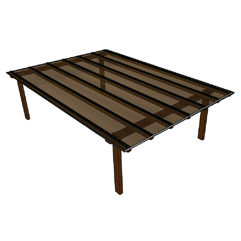 Kit Policarbonato Bronze 6mm 4,00m x 6,00m - Perfis Naturais