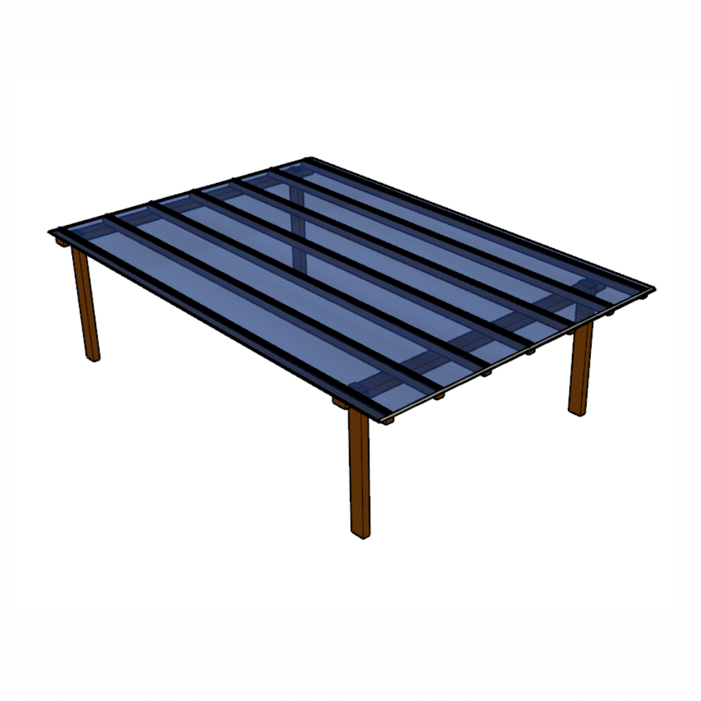 Kit Policarbonato Azul 6mm 4,00m x 6,00m - Perfis Naturais