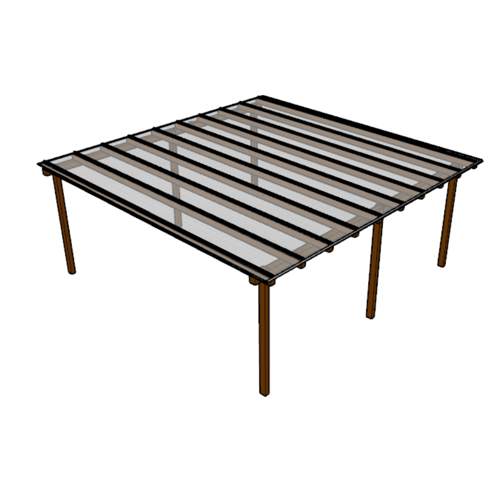 Kit Policarbonato Cristal 6mm 6,00m x 6,00m - Perfis Naturais