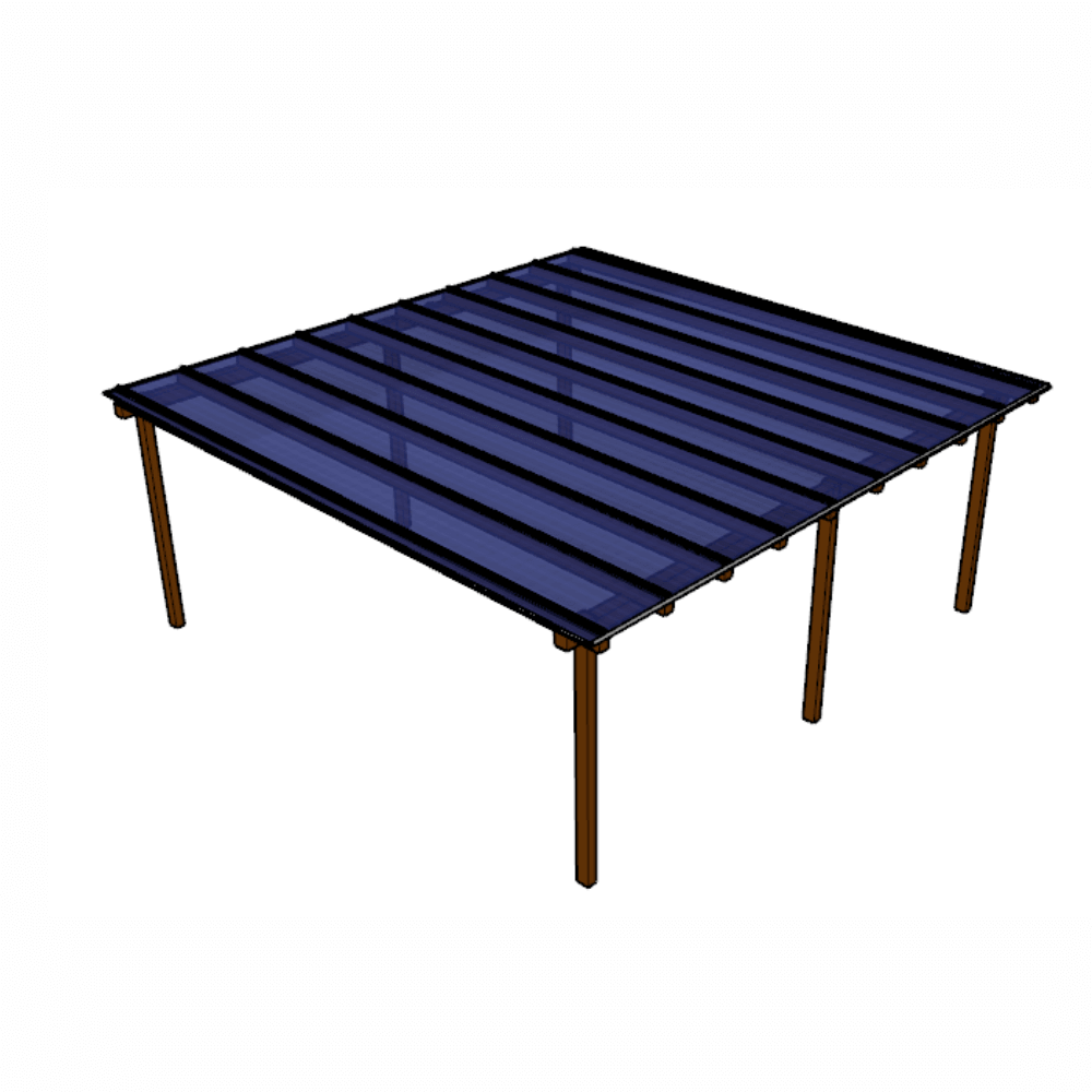 Kit Policarbonato Azul 6mm 6,00m x 6,00m - Perfis Naturais
