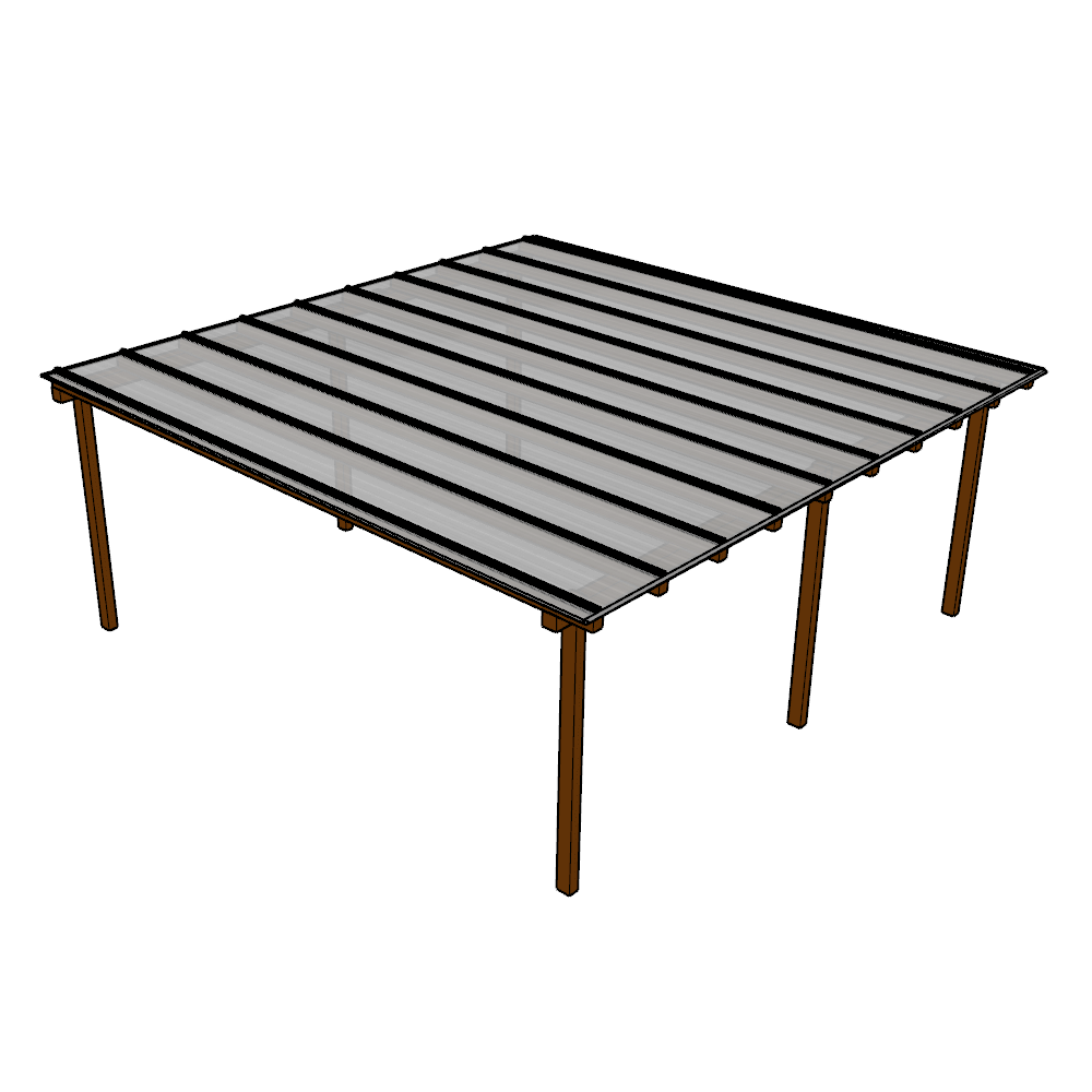 Kit Policarbonato Branco Refletivo 6mm 6,00m x 6,00m - Perfis Naturais