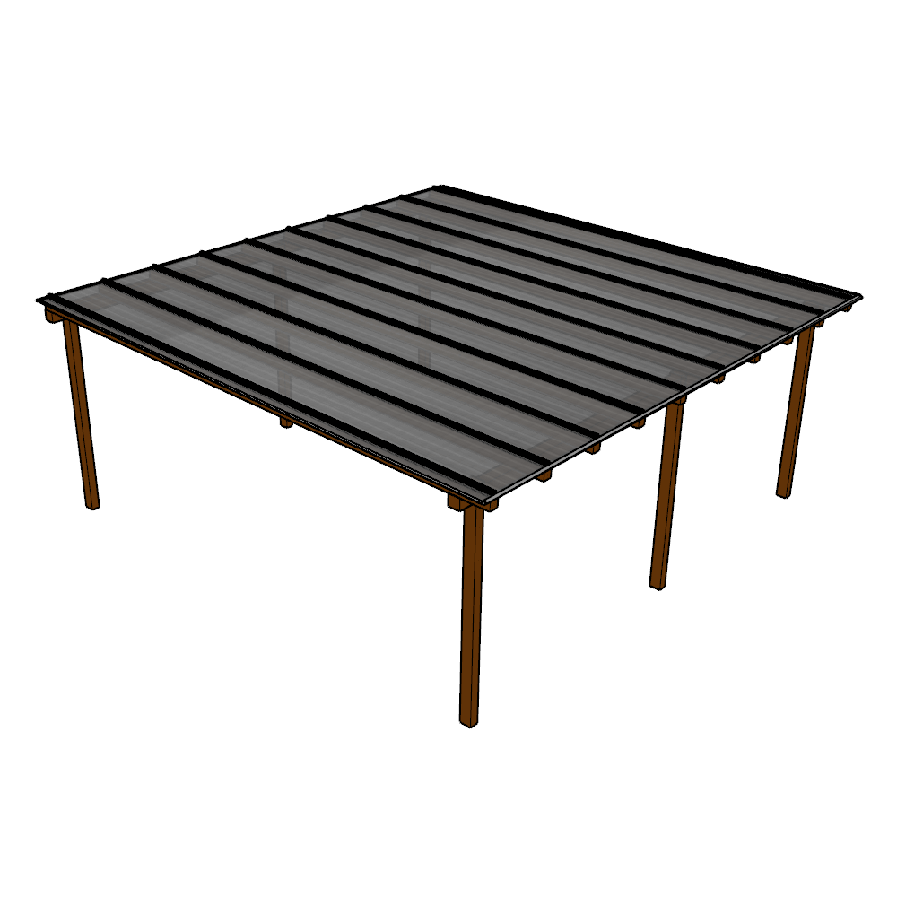 Kit Policarbonato Cinza Refletivo 6mm 6,00m x 6,00m - Perfis Naturais