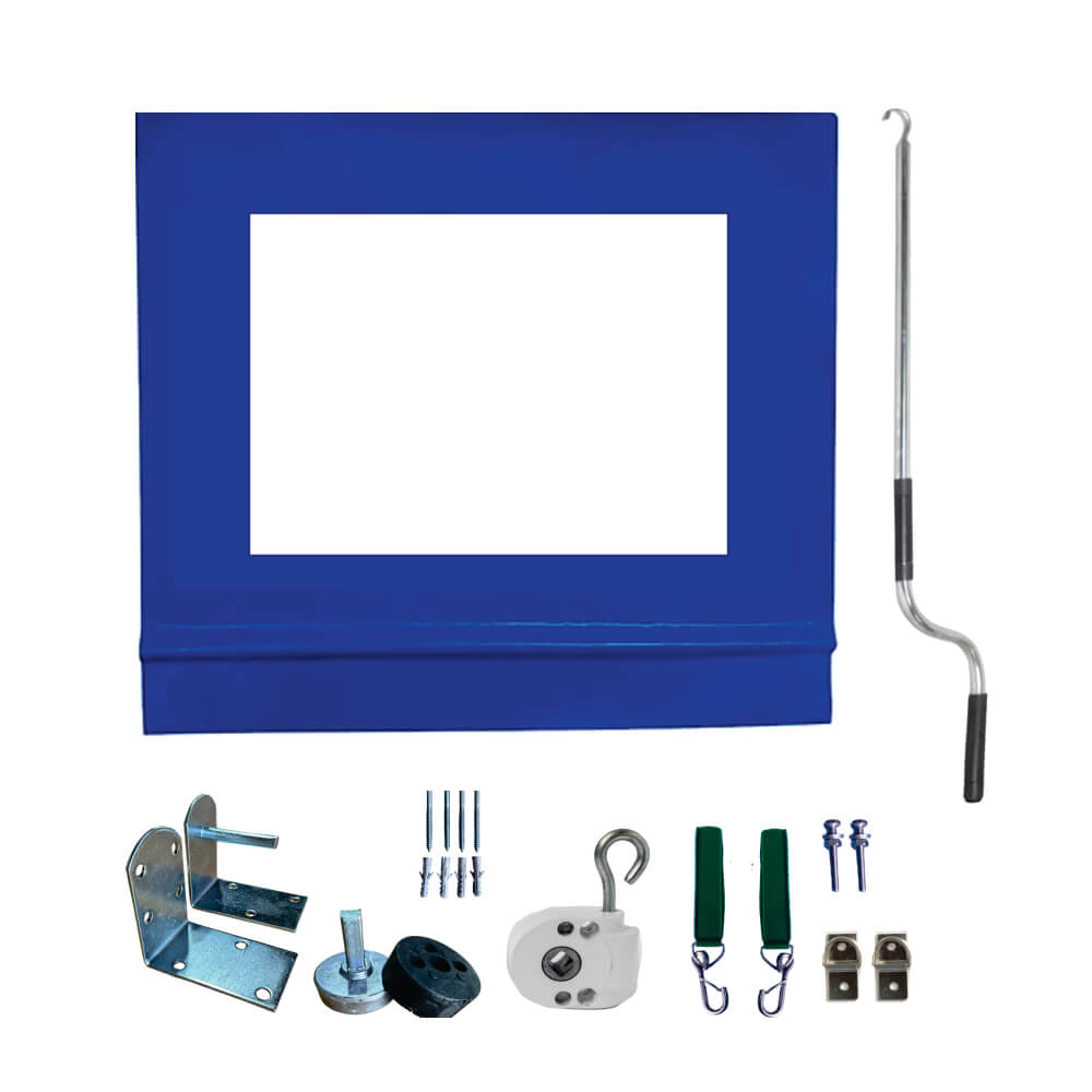 Toldo Cortina Azul c/ visor - 1,70m x 2,50m - kit completo