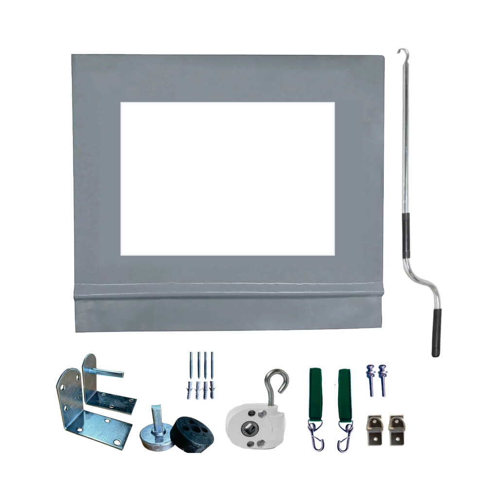 Toldo Cortina Cinza c/ visor - 1,60m x 2,90m - kit completo