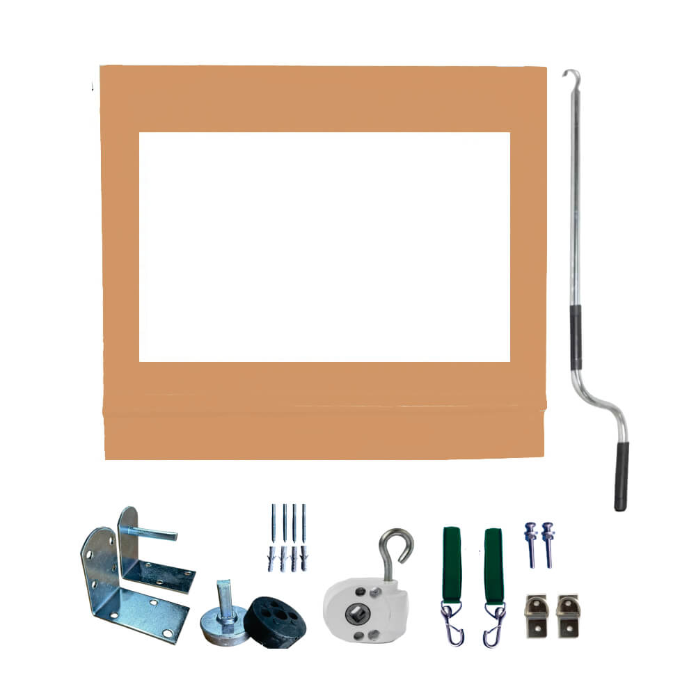 Toldo Cortina Ocre c/ visor - 3,00m x 2,10m - kit completo