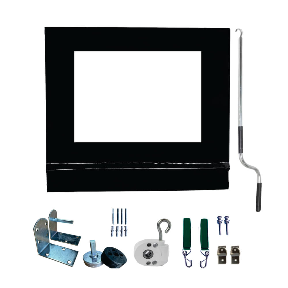 Toldo Cortina Preto c/ visor - 3,40m x 2,10m - kit completo