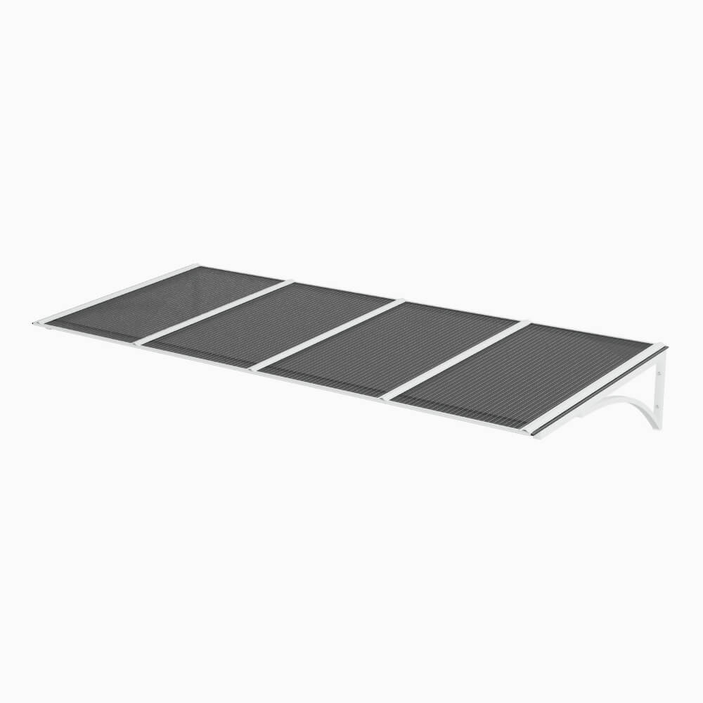 Foto: Toldo Fixo Policarbonato Alveolar Fume - 2,00m x 1,00m - Estrutura Branca