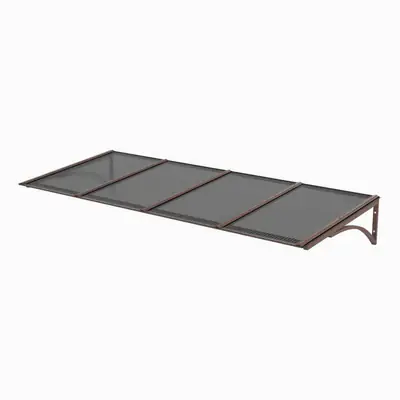Toldo Fixo Policarbonato Alveolar Fume - 2,00m x 1,00m - Estrutura Bronze
