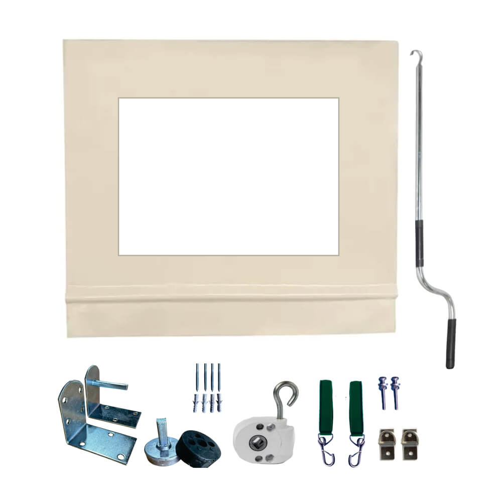 Foto: Toldo Cortina Bege Com Visor - kit completo - 1m2