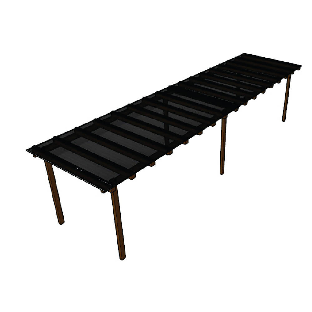 Kit Policarbonato Fume 4mm 8,00m x 1,50m - Perfis Pretos