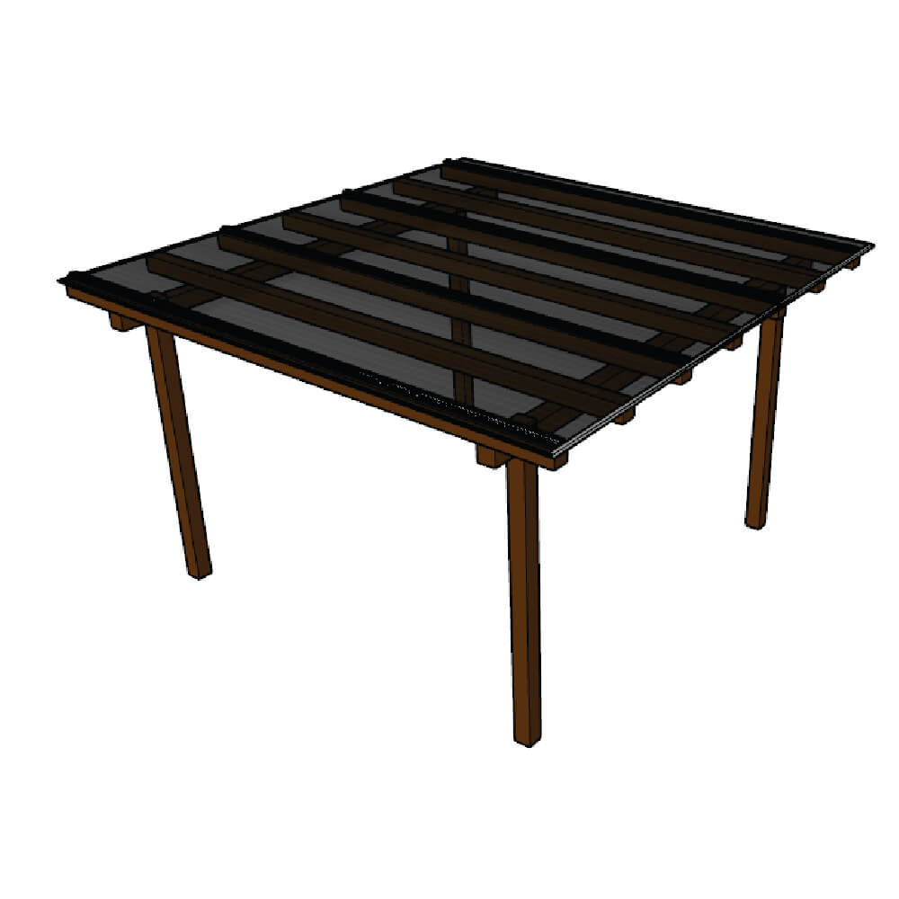 Kit Policarbonato Fume 4mm 3,00m x 3,00m - Perfis Pretos