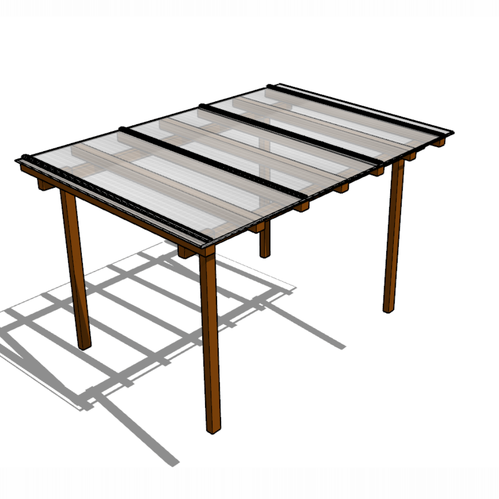 Kit Policarbonato Cristal 4mm 3,00m x 1,00m - Perfis Preto