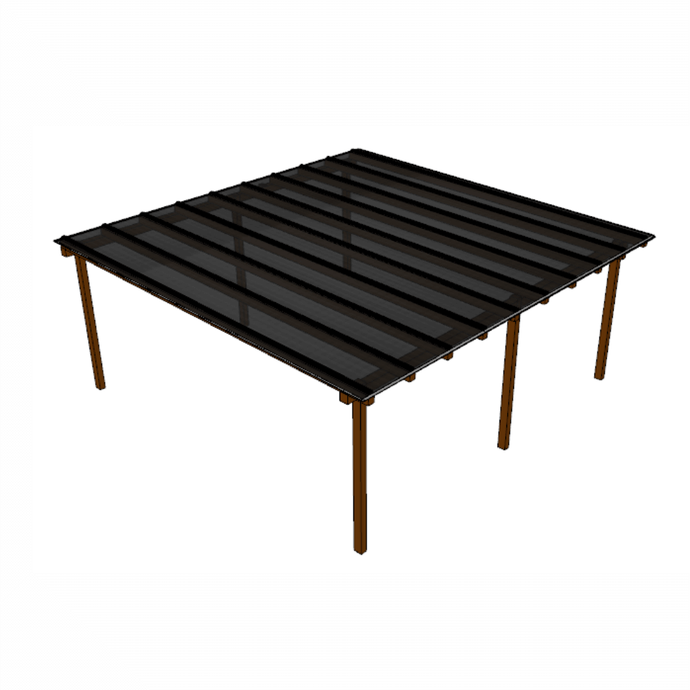 Kit Policarbonato Fume 4mm 6,00m x 6,00m - Perfis Pretos