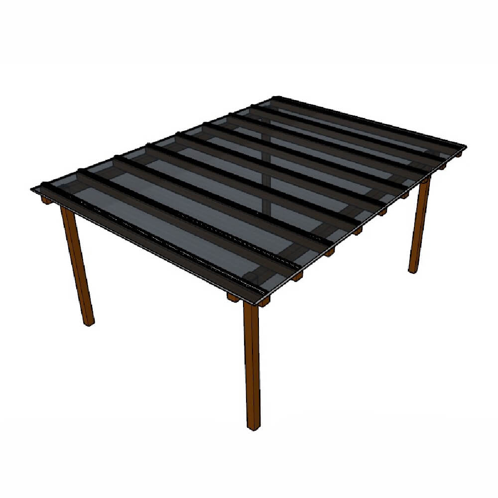 kit Policarbonato Fume 4mm 4,00m x 3,00m - Perfis Pretos