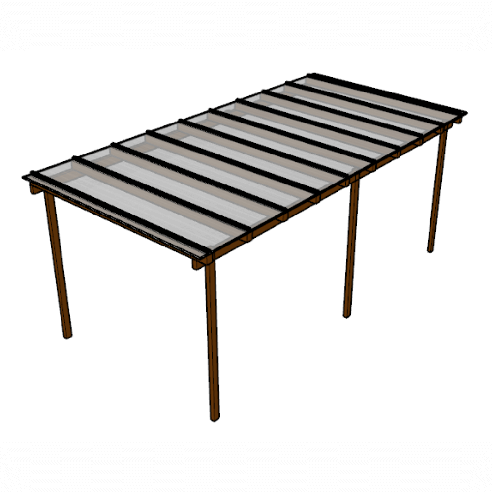 Kit Policarbonato Cristal 6mm 6,00m x 3,00m - Perfis Pretos