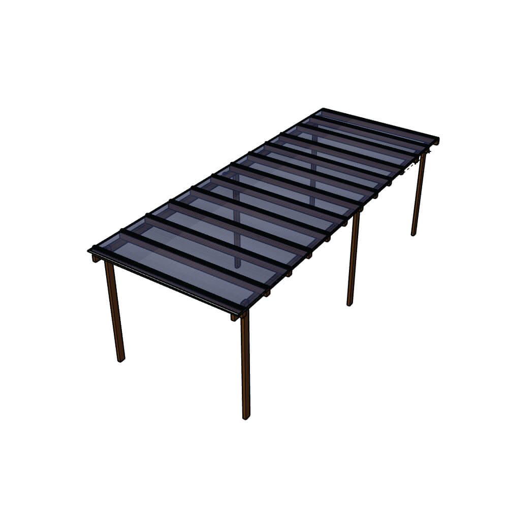 Kit Policarbonato Fume 6mm 8,00m x 6,00m - Perfis Pretos