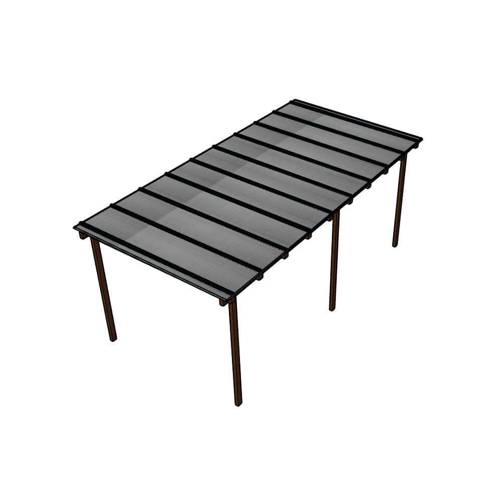 Kit Policarbonato Cinza Refletivo 6mm 6,00m x 3,00m - Perfis Pretos