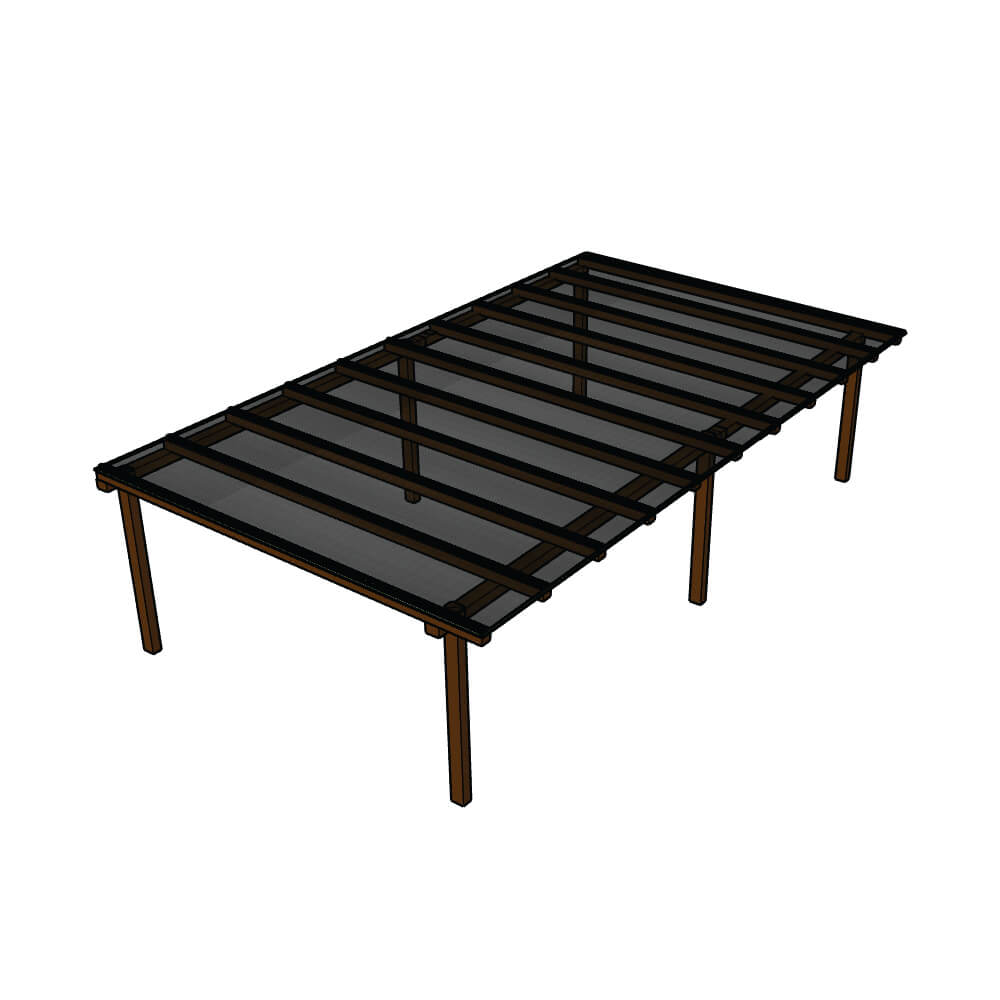 Kit Policarbonato Fume 6mm 10,00m x 2,00m - Perfis Pretos