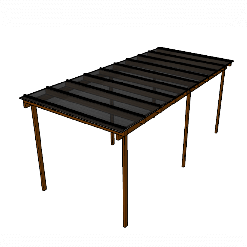 Kit Policarbonato Fume 6mm 6,00m x 1,50m - Perfis Pretos