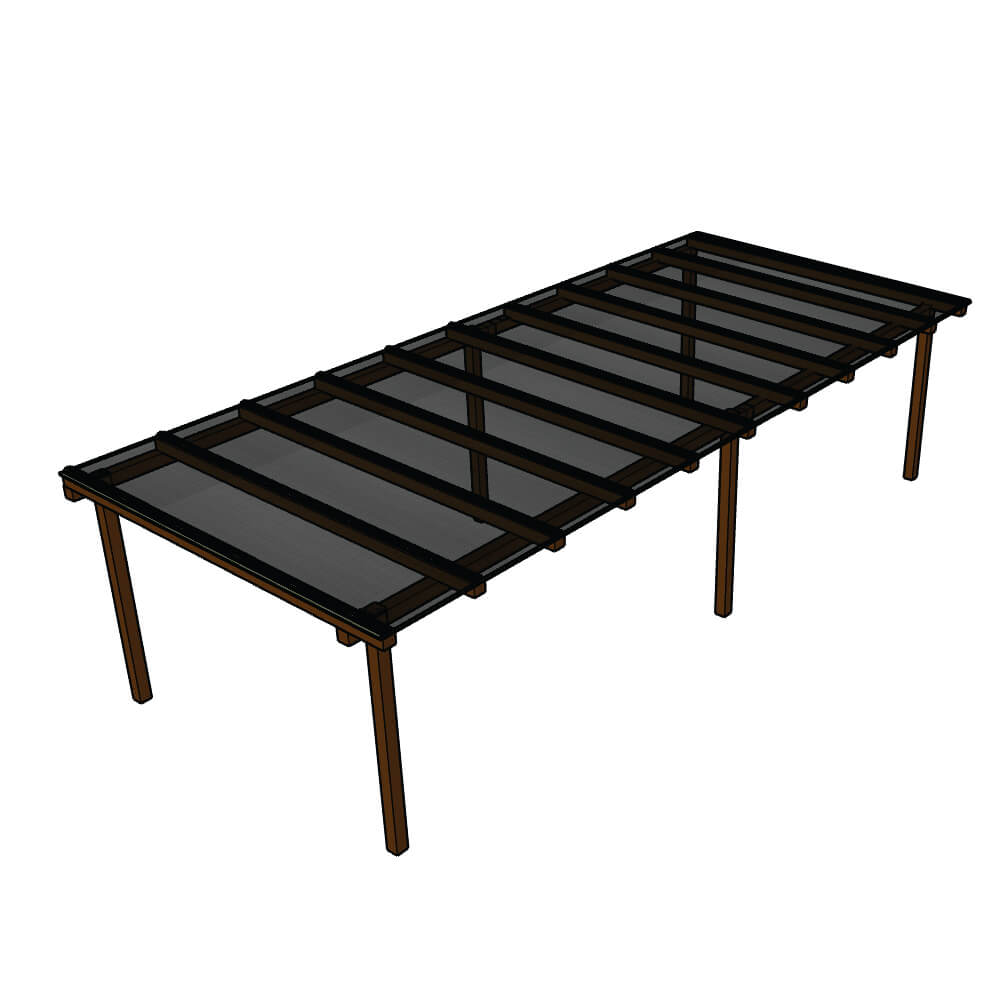 kit Policarbonato Fume 6mm 7,00m x 2,00m - Perfis Pretos