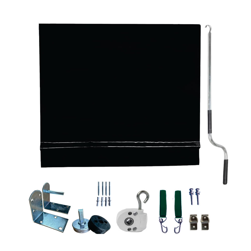 Toldo Cortina Preto - 1,50m x 2,30m - kit completo